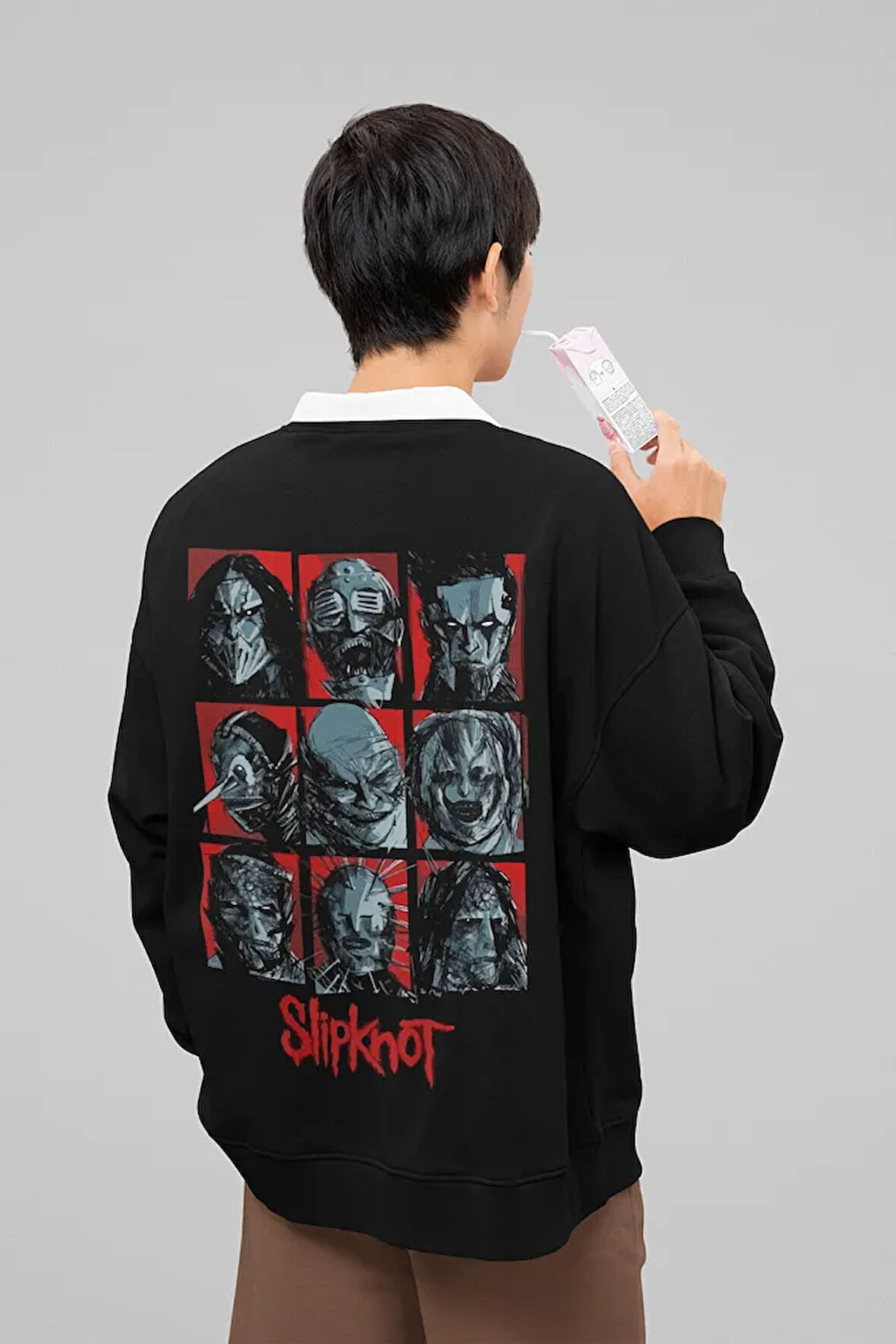 Slipknot Müzik Grubu Baskılı Unisex Oversize Rock Metal Sweatshirt