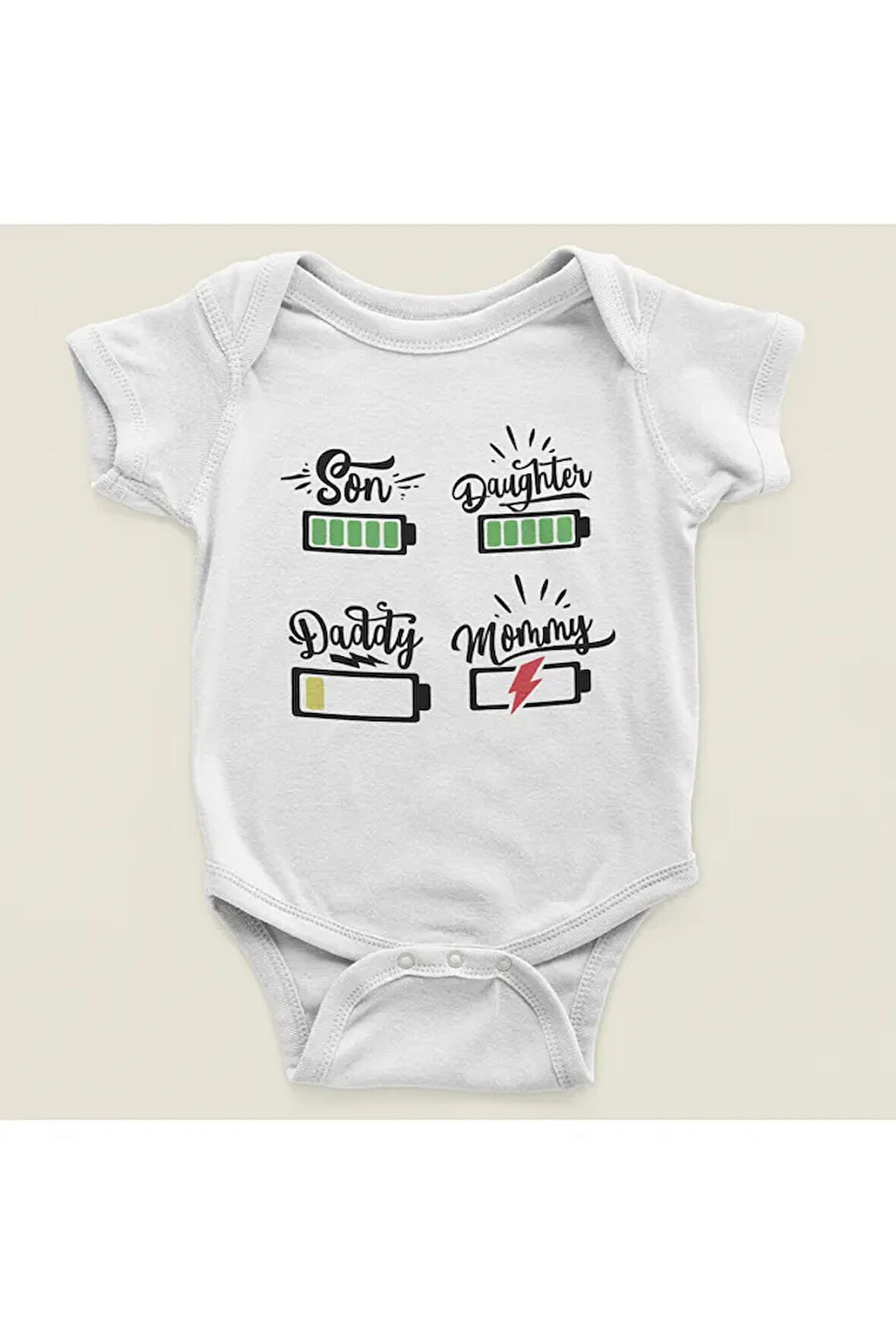 Tasarım Oğul Kız  Anne Baba Yazılı Pamuklu Yumuşak Unisex Çıtçıtlı Body Zıbın