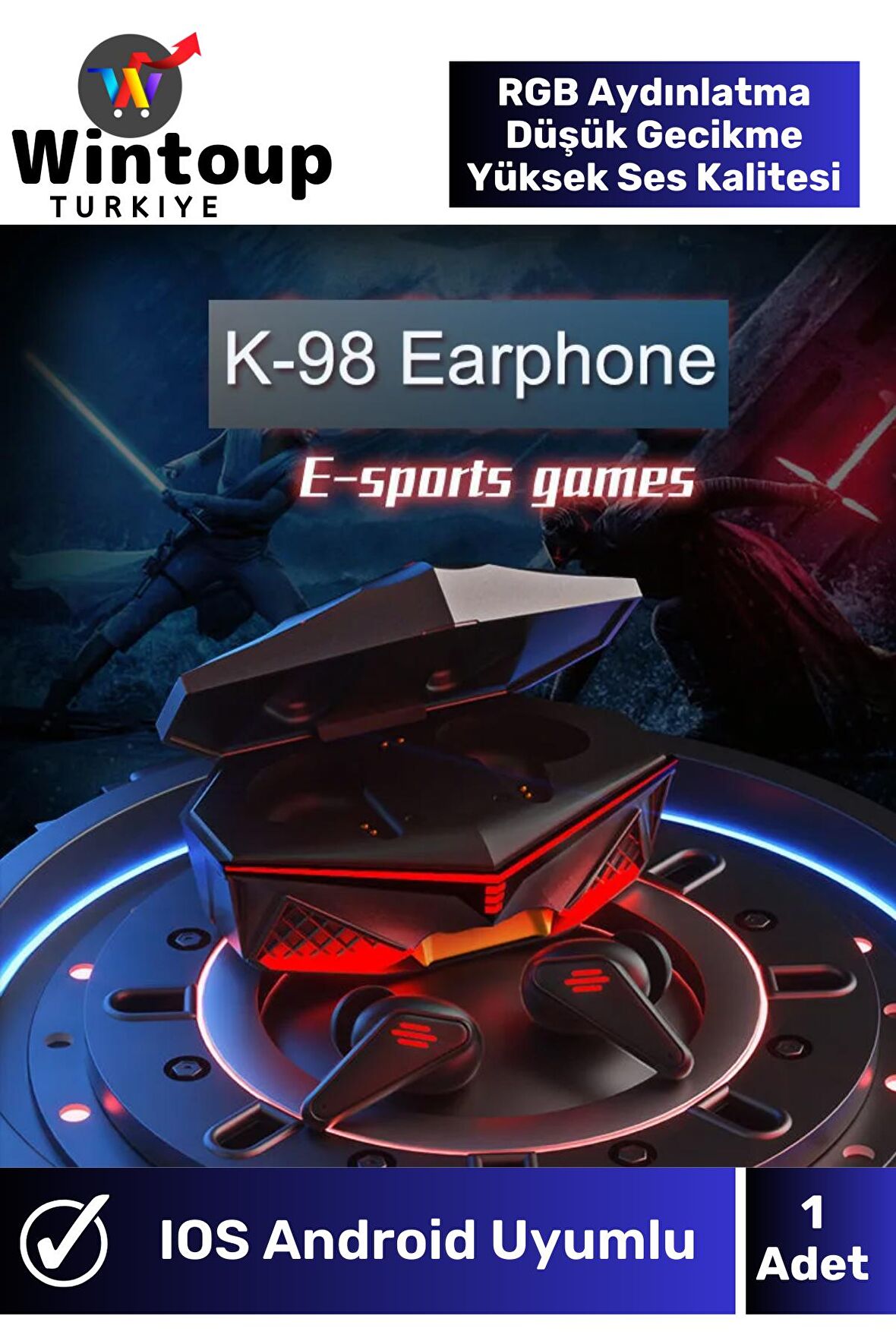 K98 Minimum Gecikme Işıklı Metal Kasa Gaming Bluetooth Oyuncu Kulaklığı 