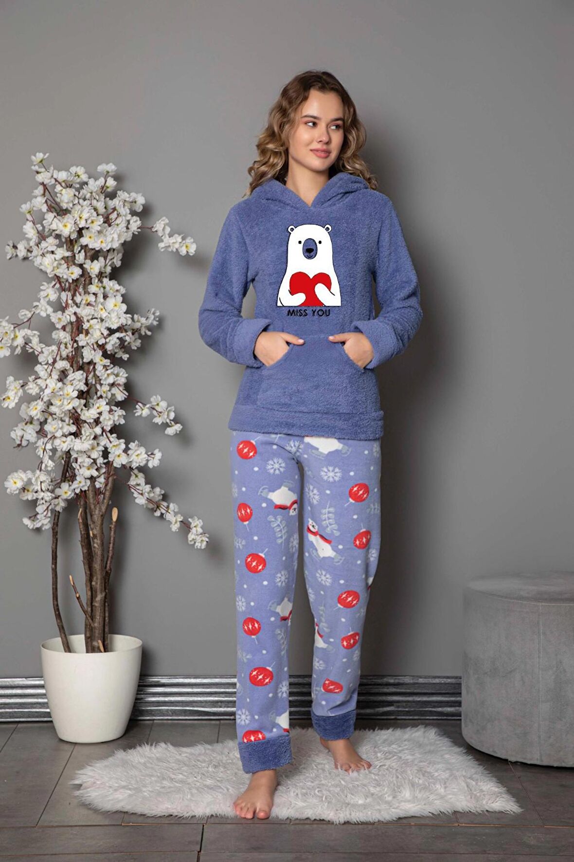 Wellsoft Kapşonlu Pijama Takımı