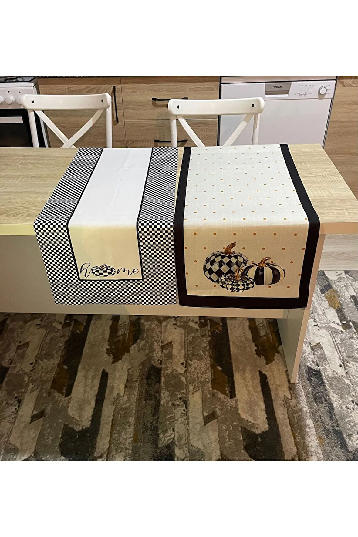 Balkabağı Desen Runner Ve Home Desen Runner 40 X 140 Ikili Paket