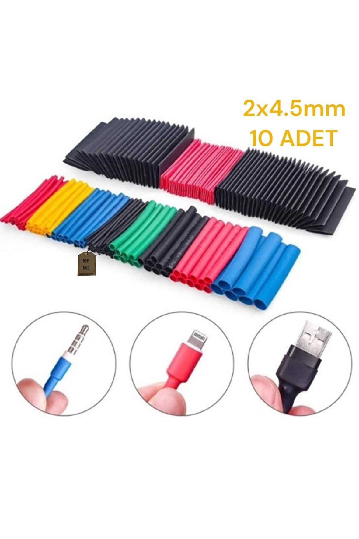 Isı Ile Daralan Kablo Koruyucu Makaron 2x45 Mm 10 Adet Sarı Renk