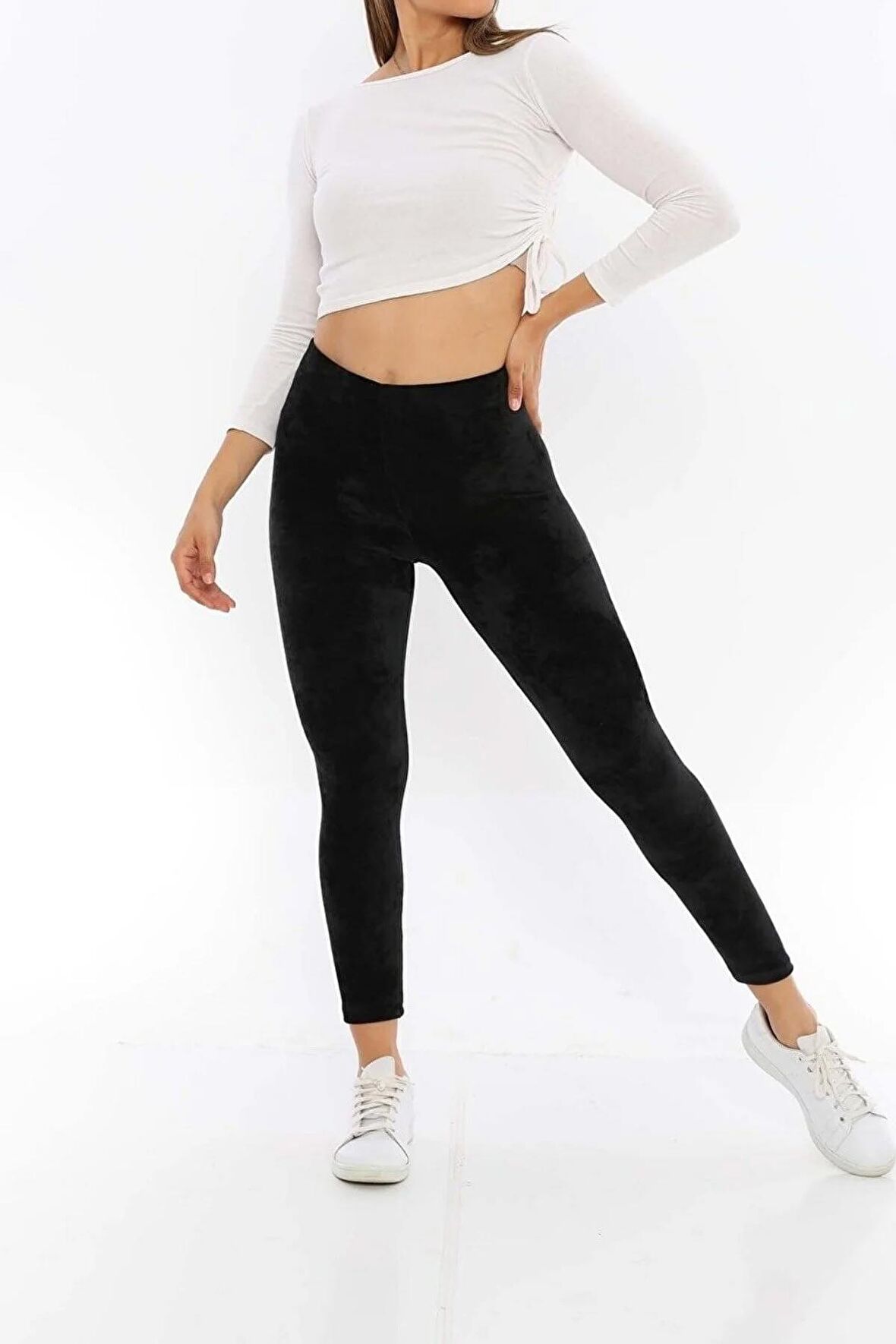 Kadın Toparlayıcı Fransız Kadife Tayt