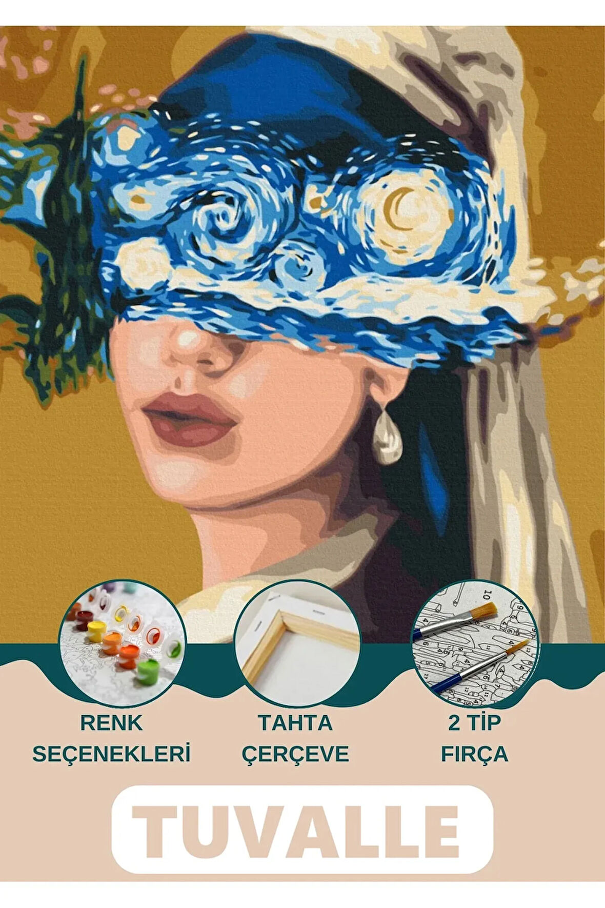 Kadın Zihni Sayılarla Boyama Seti, Hobi Seti, 40X50 Tablo, Fırça Boya Asma Aparatı Dahil, Güzel, Düş