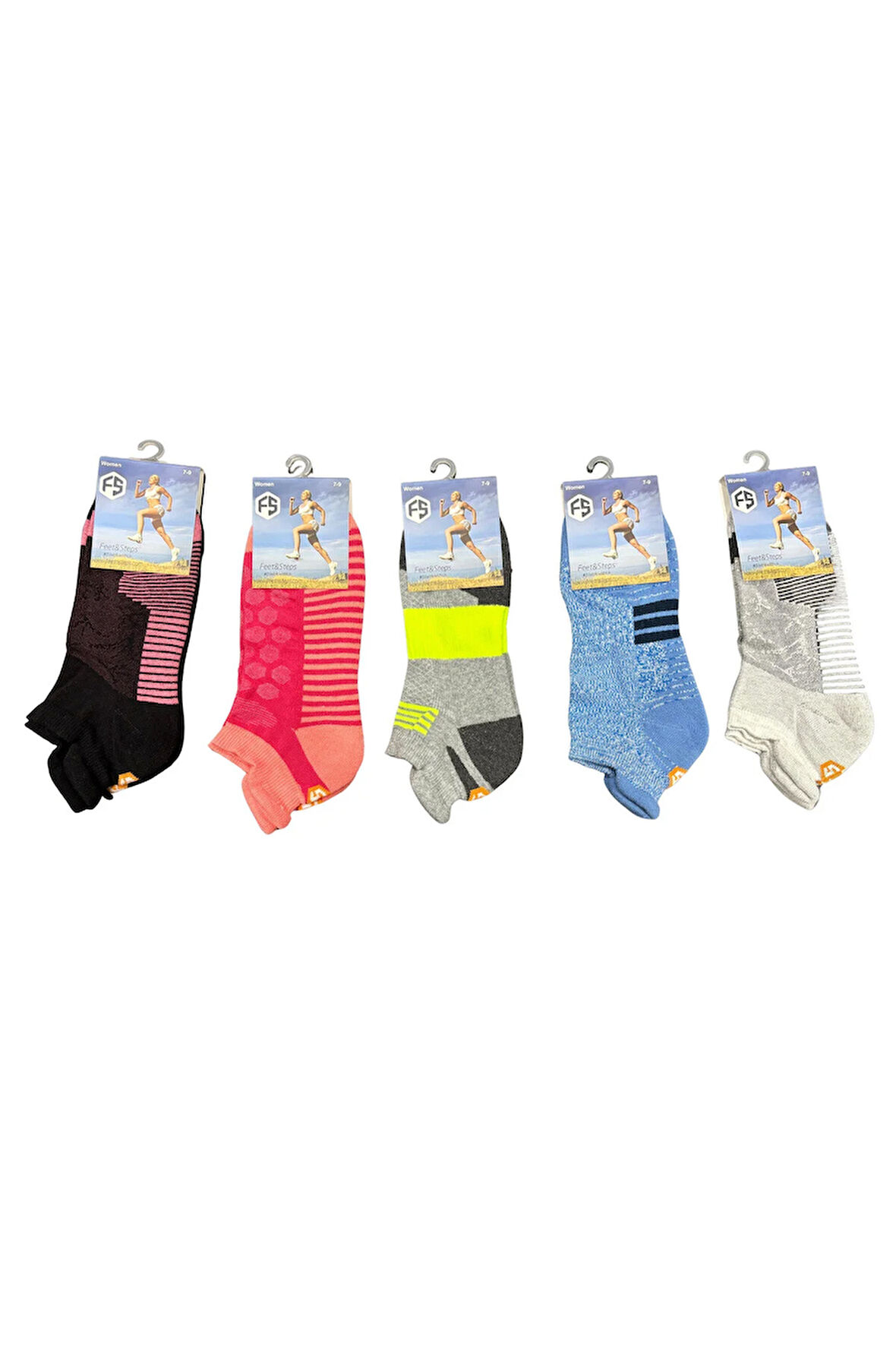 Kadın Renkli Spor Patik Çorap 5 Çift