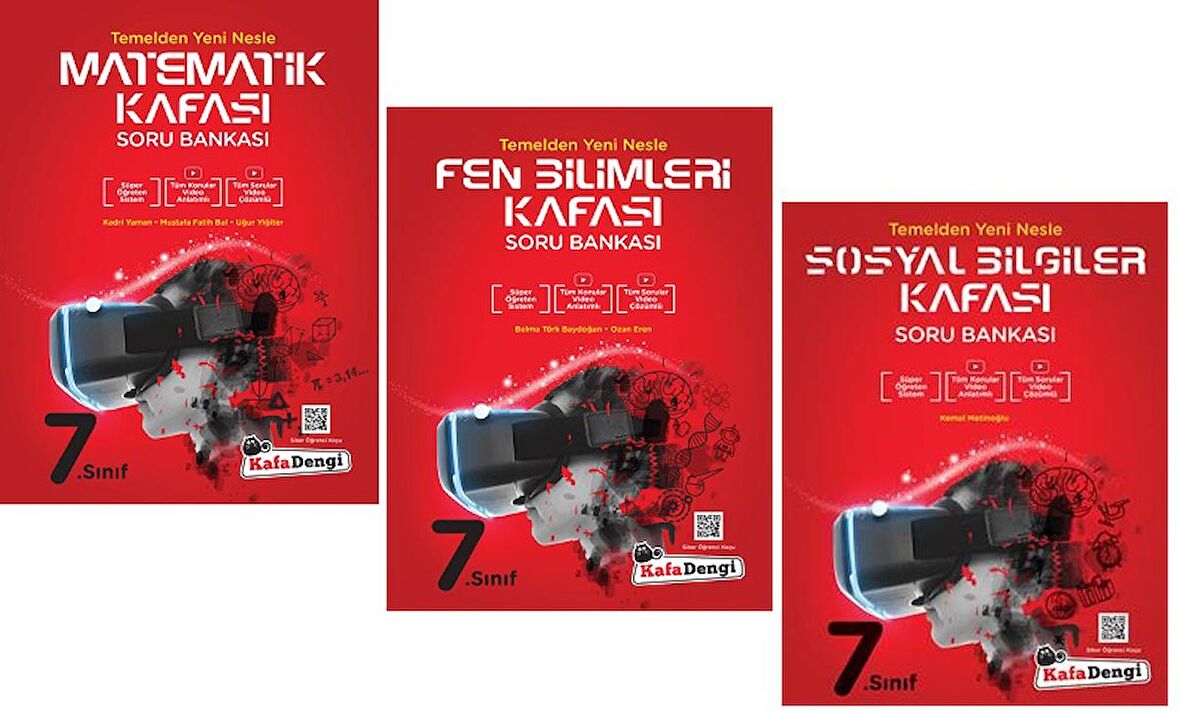 Kafadengi 7. Sınıf Matematik + Fen + Sosyal Kafası Soru Seti 3 Kitap 2023