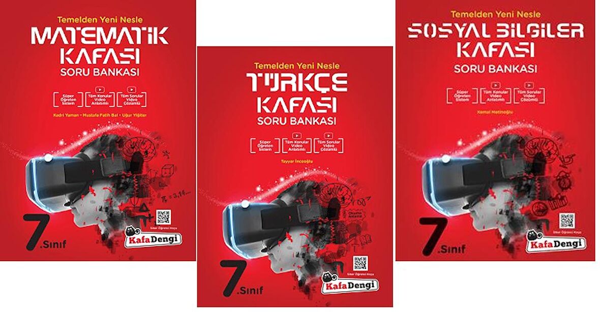 Kafadengi 7. Sınıf Matematik + Türkçe + Sosyal Kafası Soru Seti 3 Kitap 2023