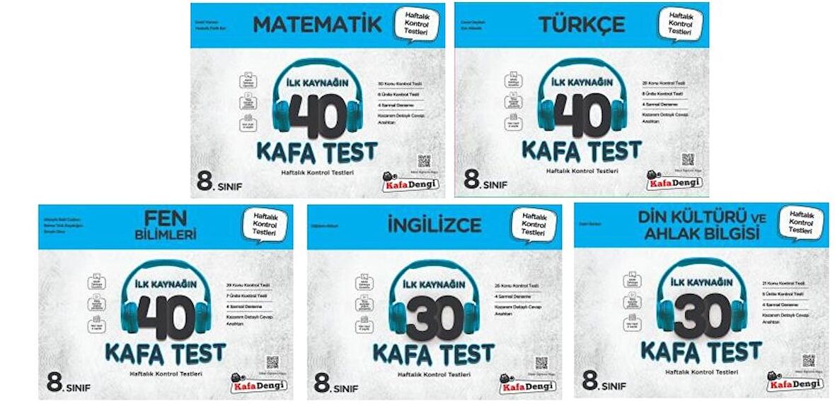 Kafadengi 8. Sınıf Lgs Matematik + Türkçe + Fen + İngilizce + Din Kafa Test Seti 5 Kitap 2023