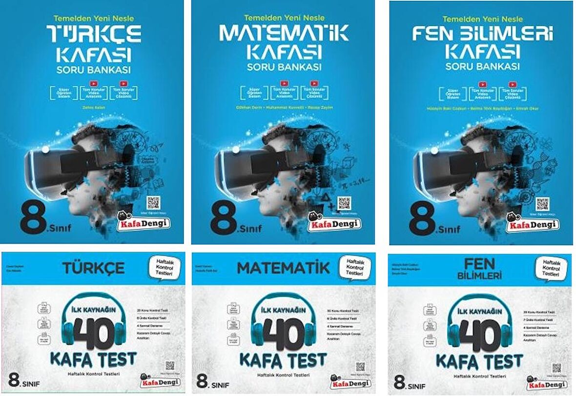 Kafadengi 8. Sınıf Lgs Matematik Türkçe Fen Kafa Soru + Test Seti 6 Kitap 2023