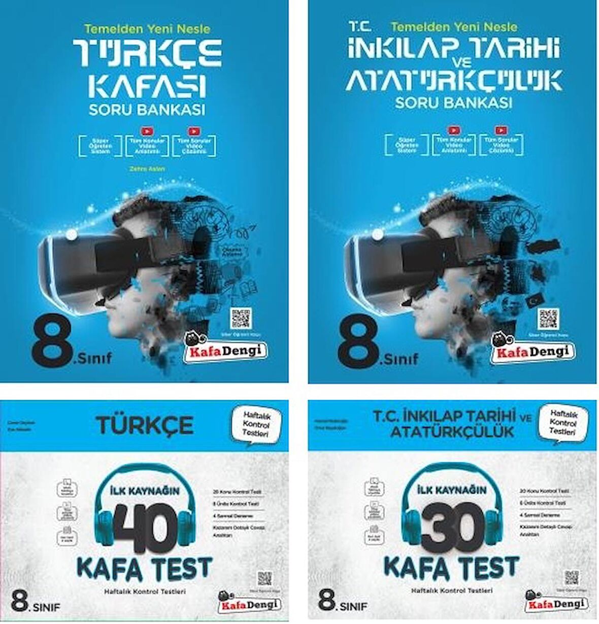 Kafadengi 8. Sınıf Lgs Türkçe + İnkılap Tarihi Kafa Soru + Test Seti 4 Kitap 2023