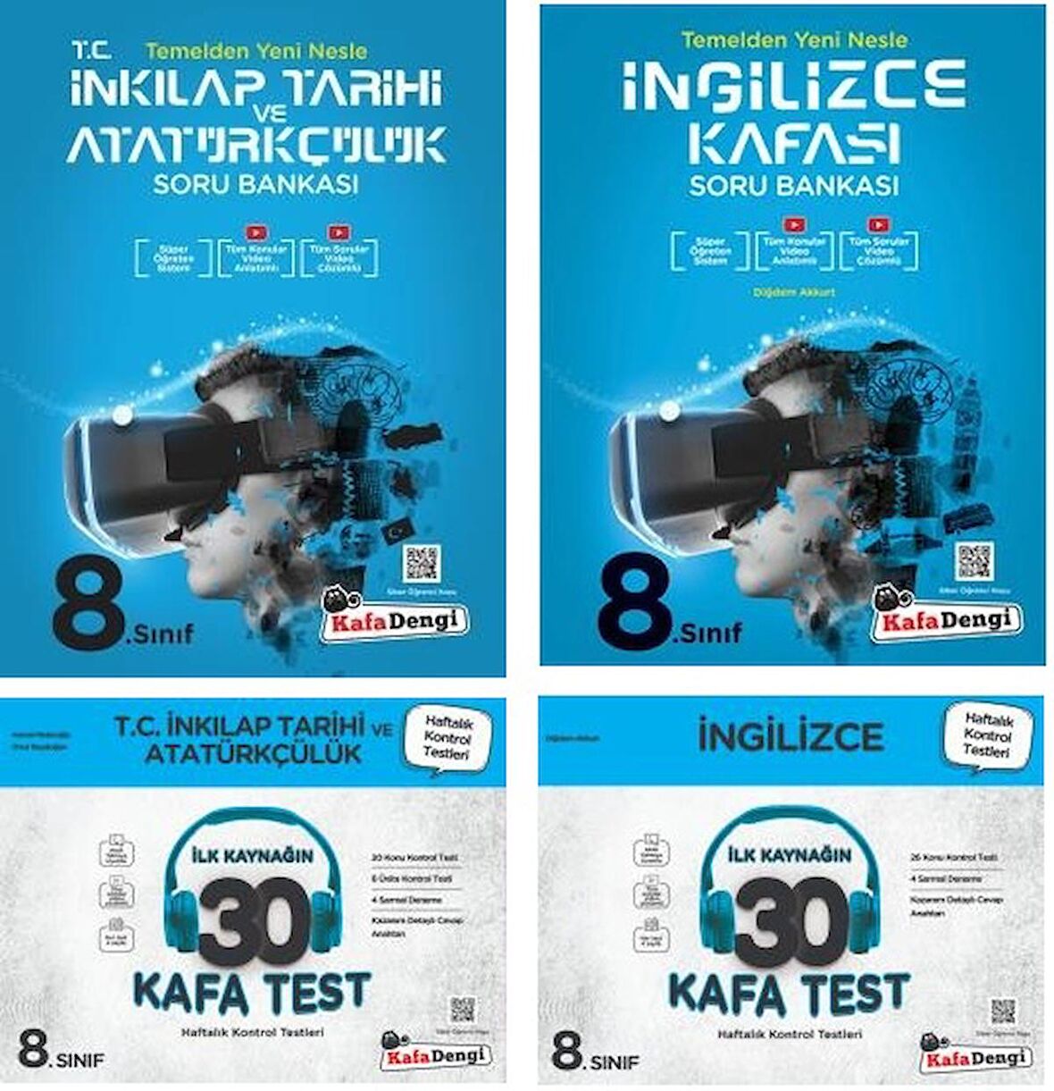 Kafadengi 8. Sınıf Lgs İngilizce + İnkılap Tarihi Kafa Soru + Test Seti 4 Kitap 2023