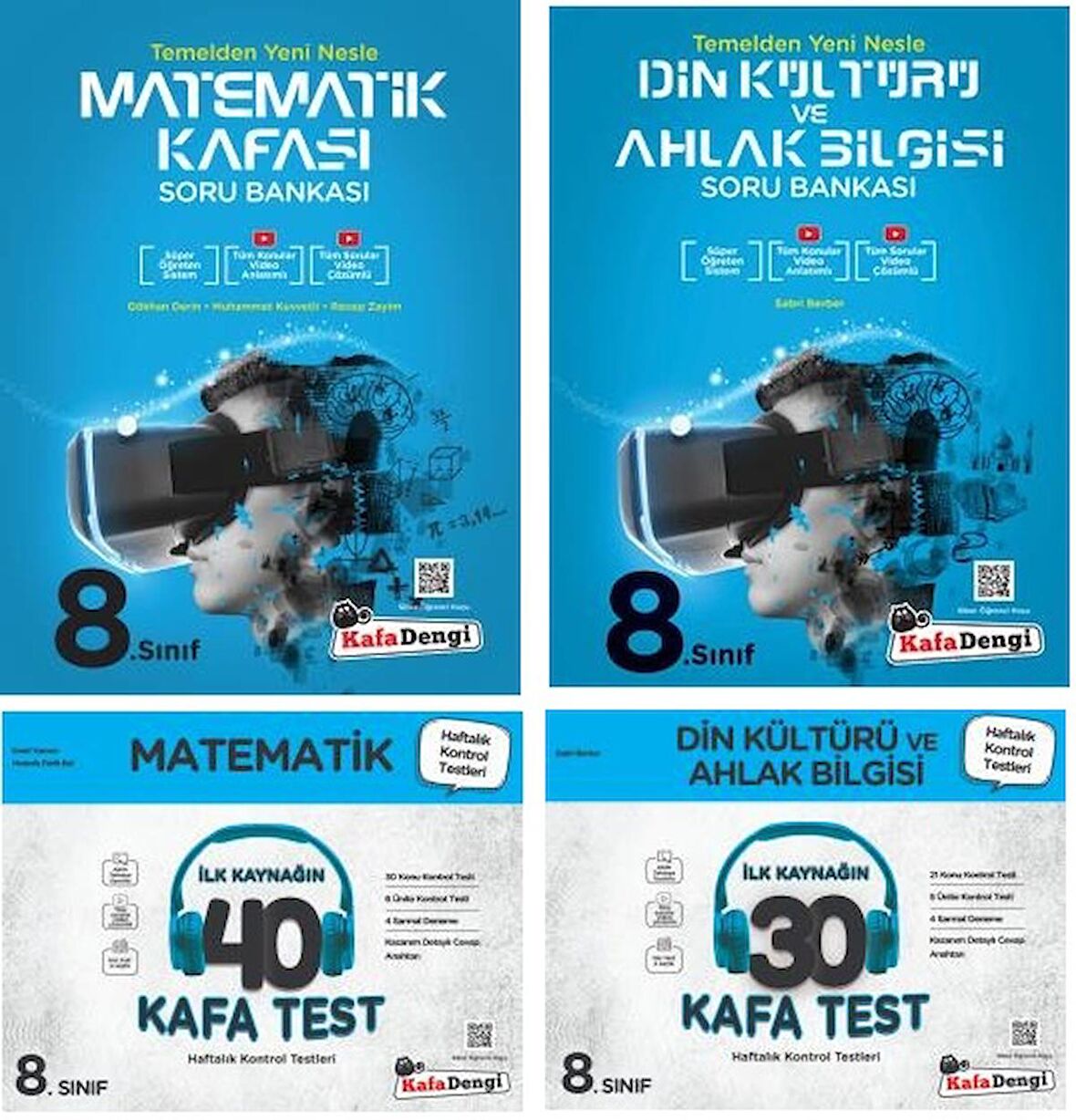 Kafadengi 8. Sınıf Lgs Matematik + Din Kültürü Kafa Soru + Test Seti 4 Kitap 2023