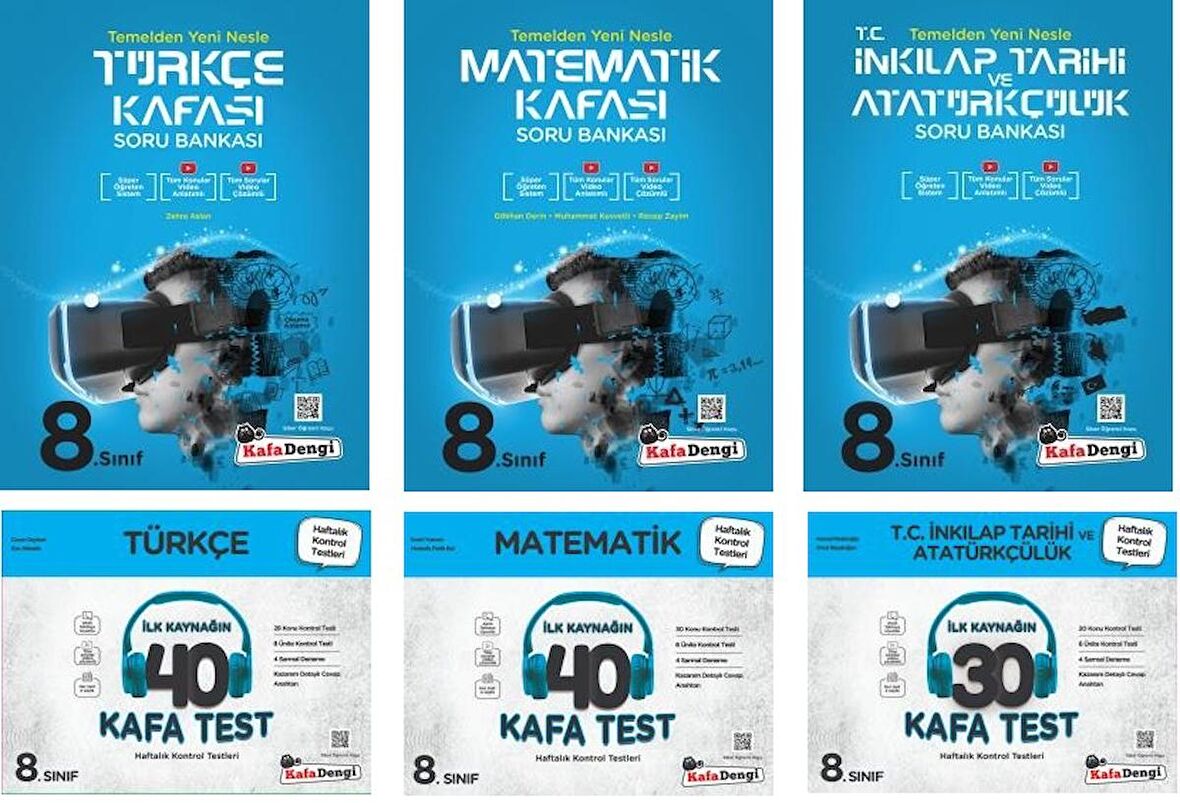 Kafadengi 8. Sınıf Lgs Matematik + Türkçe + İnkılap Kafa Soru + Test Seti 6 Kitap 2023