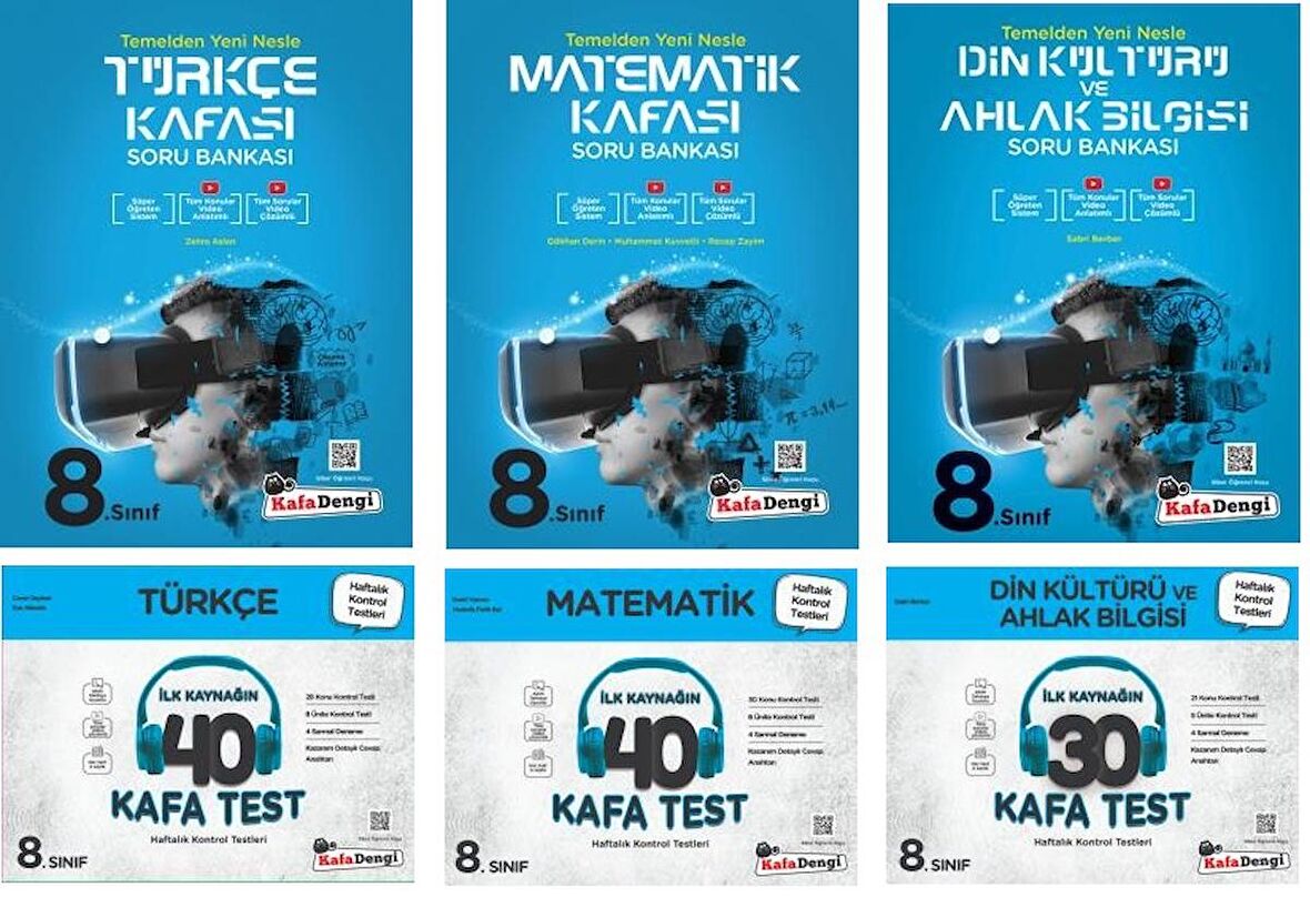 Kafadengi 8. Sınıf Lgs Matematik + Türkçe + Din Kafa Soru + Test Seti 6 Kitap 2023