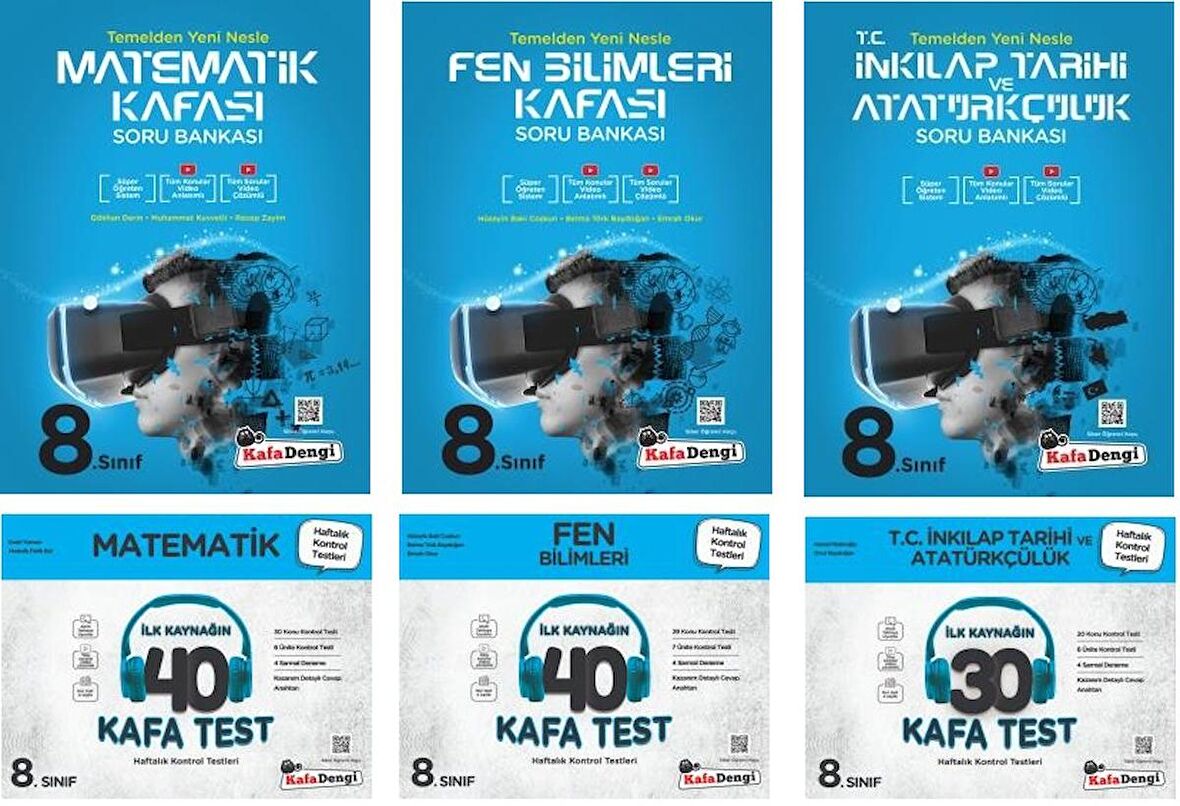 Kafadengi 8. Sınıf Lgs Matematik + Fen + İnkılap Kafa Soru + Test Seti 6 Kitap 2023