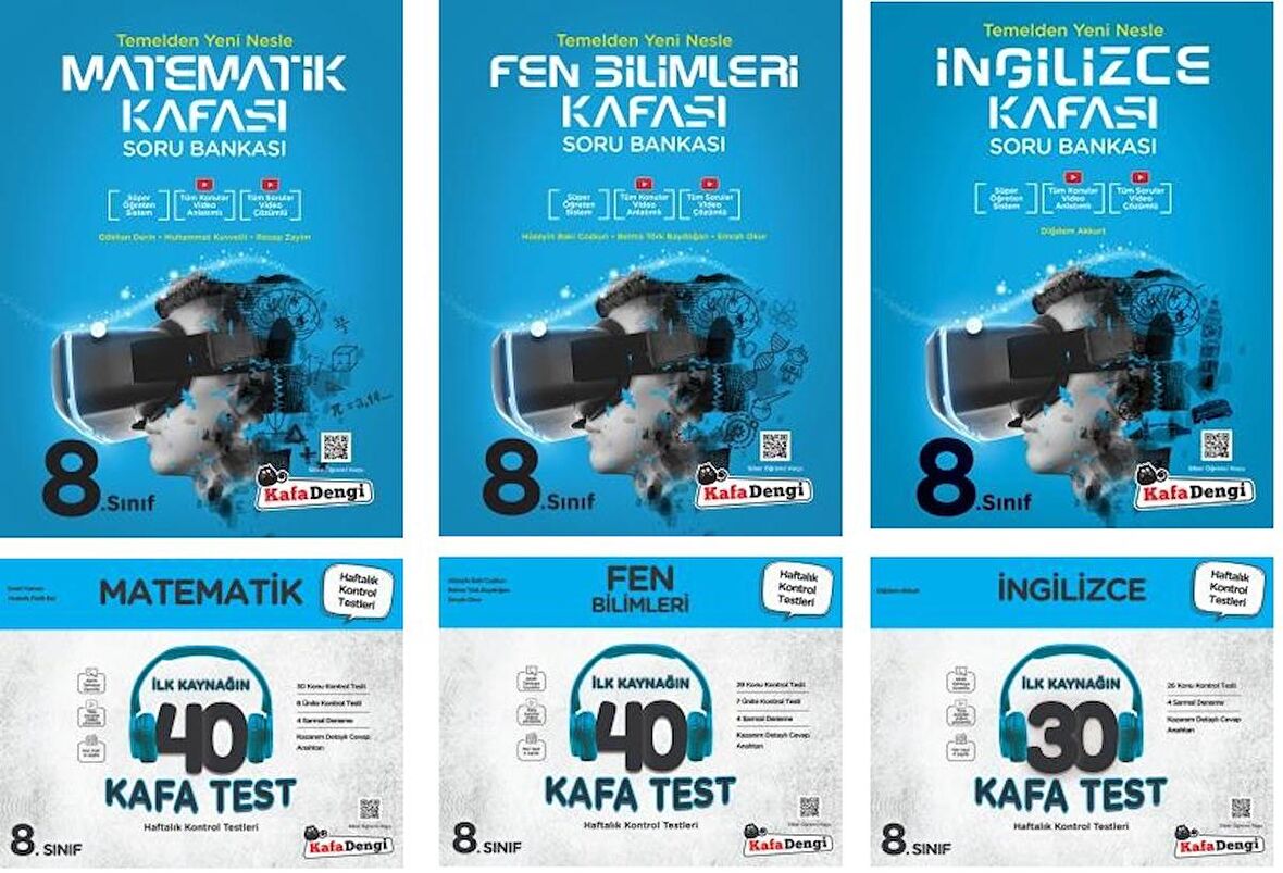 Kafadengi 8. Sınıf Lgs Matematik + Fen + İngilizce Kafa Soru + Test Seti 6 Kitap 2023