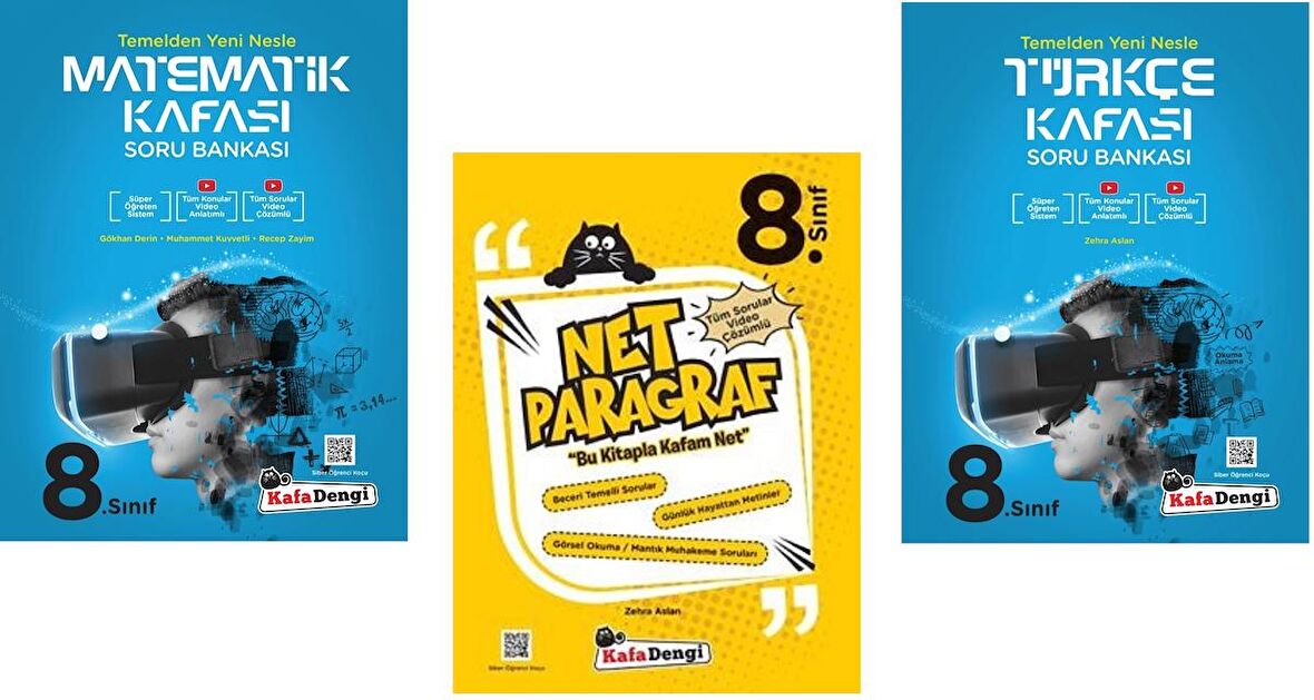 Kafadengi 8. Sınıf Lgs Matematik + Türkçe + Paragraf Kafası Soru Seti 3 Kitap 2023