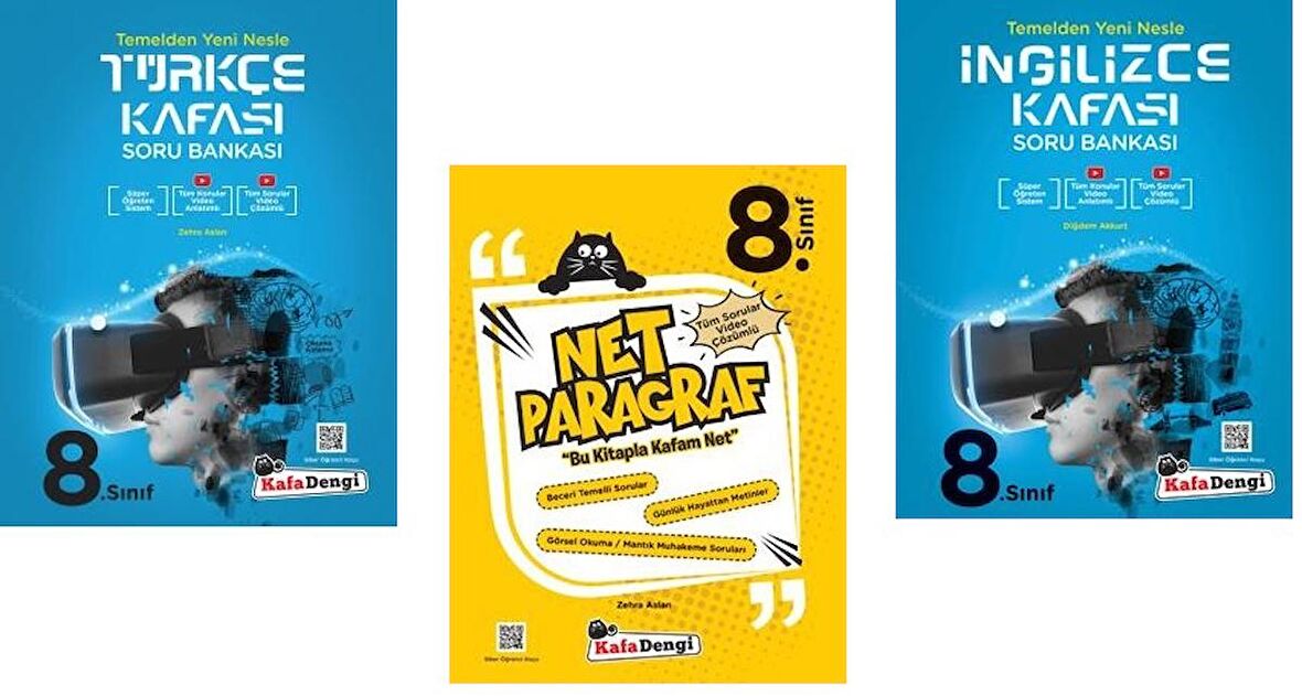 Kafadengi 8. Sınıf Lgs Türkçe + Paragraf + İngilizce Kafası Soru Seti 3 Kitap 2023