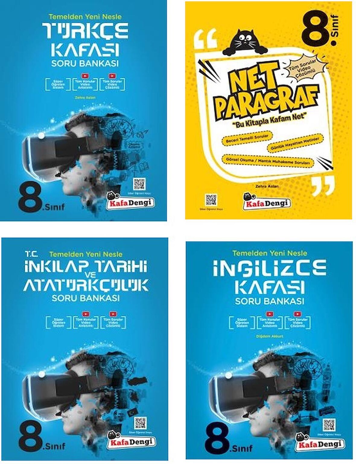 Kafadengi 8. Sınıf Lgs Türkçe + Paragraf + İngilizce + İnkılap Kafası Soru Seti 4 Kitap 2023