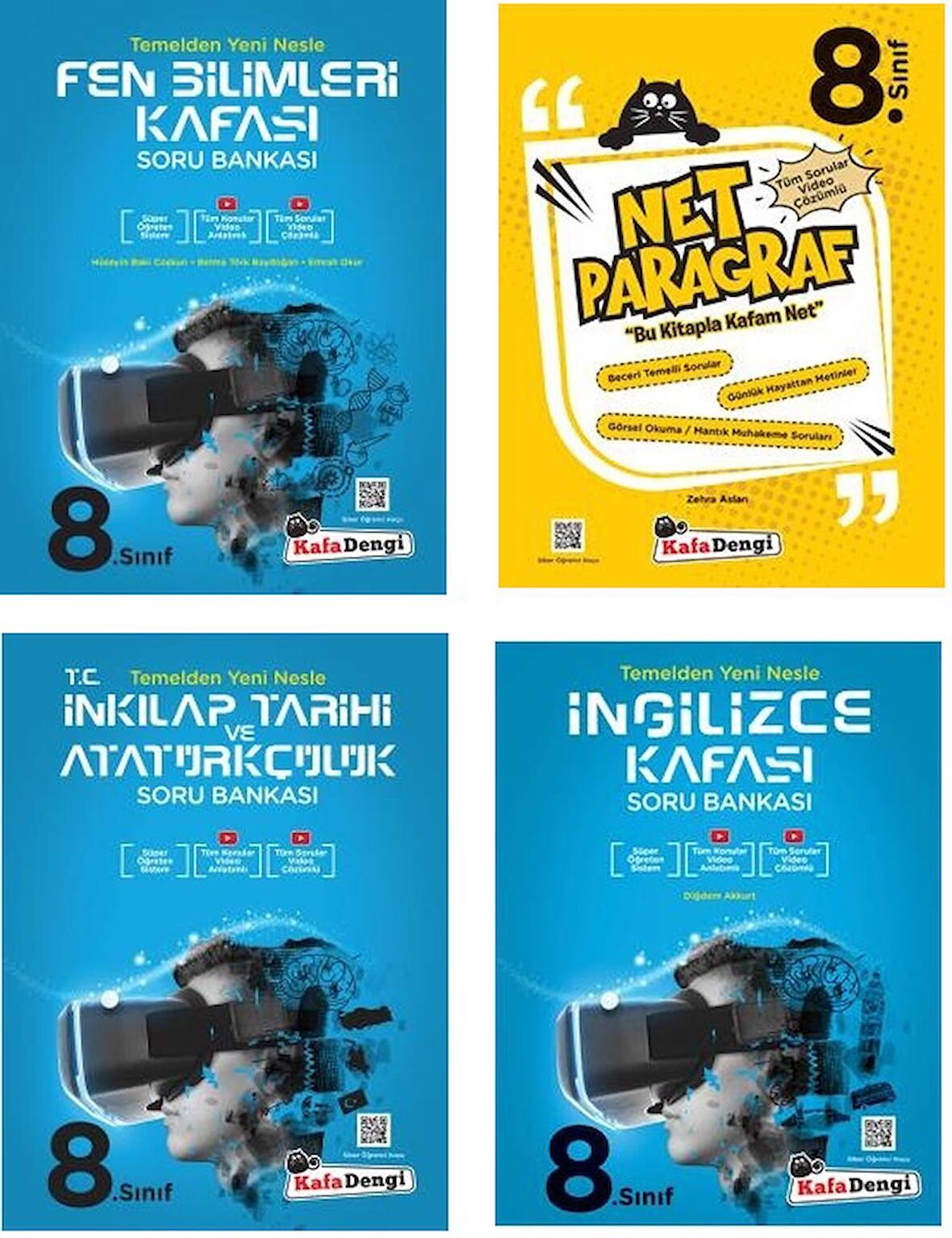 Kafadengi 8. Sınıf Lgs Fen + Paragraf + İngilizce + İnkılap Kafası Soru Seti 4 Kitap 2023