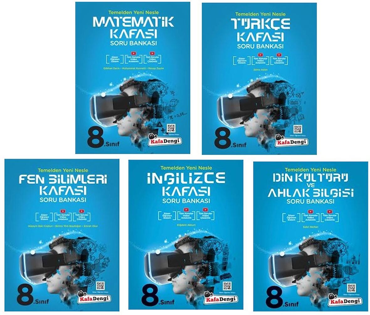 Kafadengi 8. Sınıf Lgs Matematik + Türkçe + Fen + İngilizce + Din Kafası Soru Seti 5 Kitap 2023
