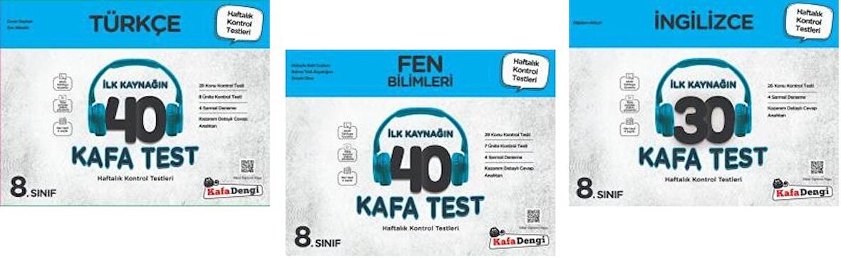 Kafadengi 8. Sınıf Lgs Fen + Türkçe + İngilizce Kafa Test Seti 3 Kitap 2023