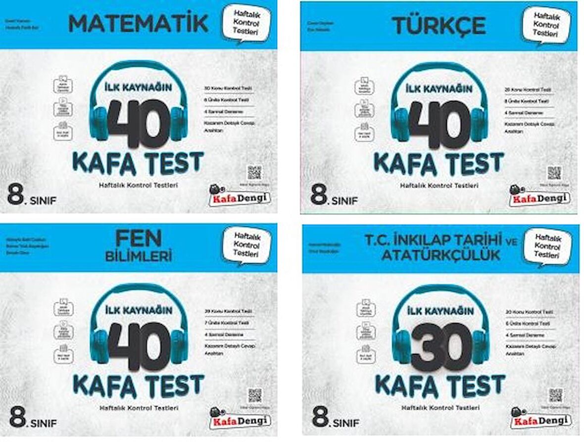 Kafadengi 8. Sınıf Lgs Matematik + Türkçe + Fen + İnkılap Kafa Test Seti 4 Kitap 2023