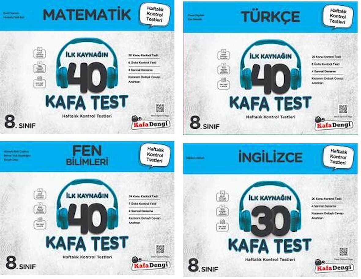 Kafadengi 8. Sınıf Lgs Matematik + Türkçe + Fen + İngilizce Kafa Test Seti 4 Kitap 2023