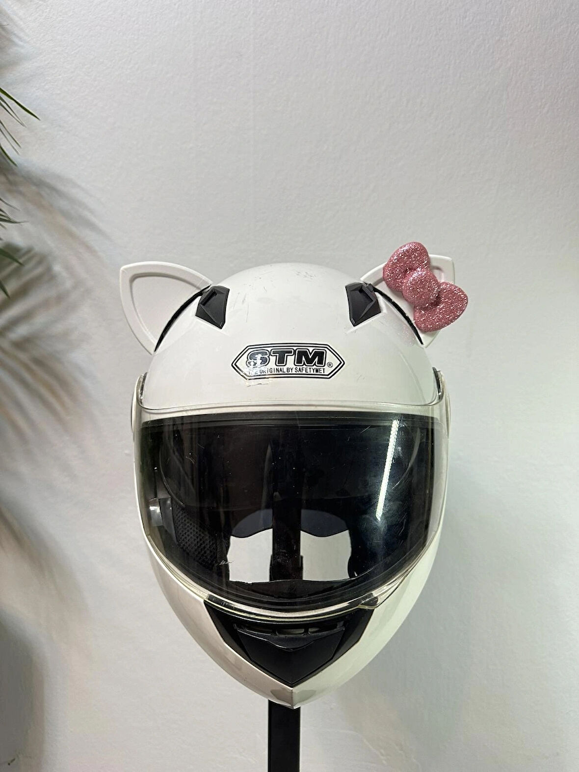 Motor & Motosiklet Pembe Fiyonklu Kedi Kulak Kask Dış Aksesuarı