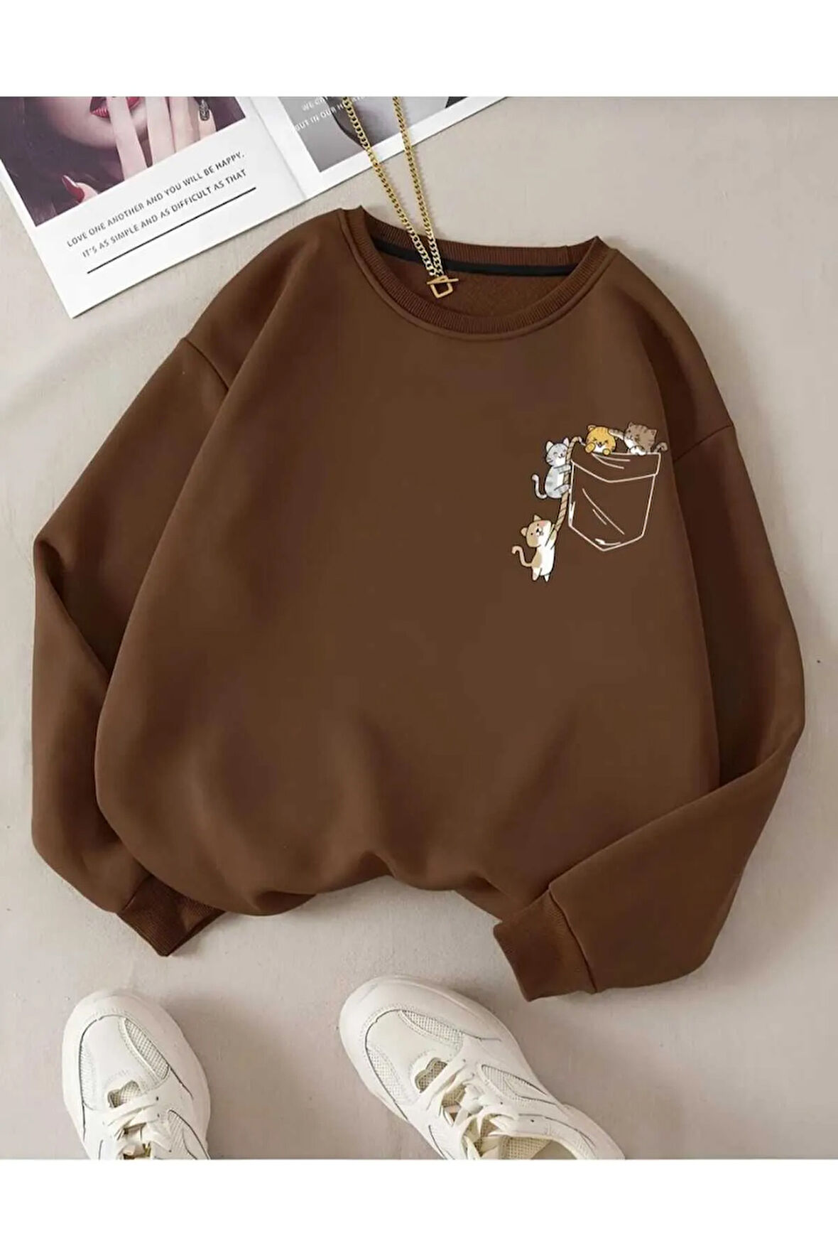 Malkoçbey oyaka baskılı cep baskılı  sweatşhirt