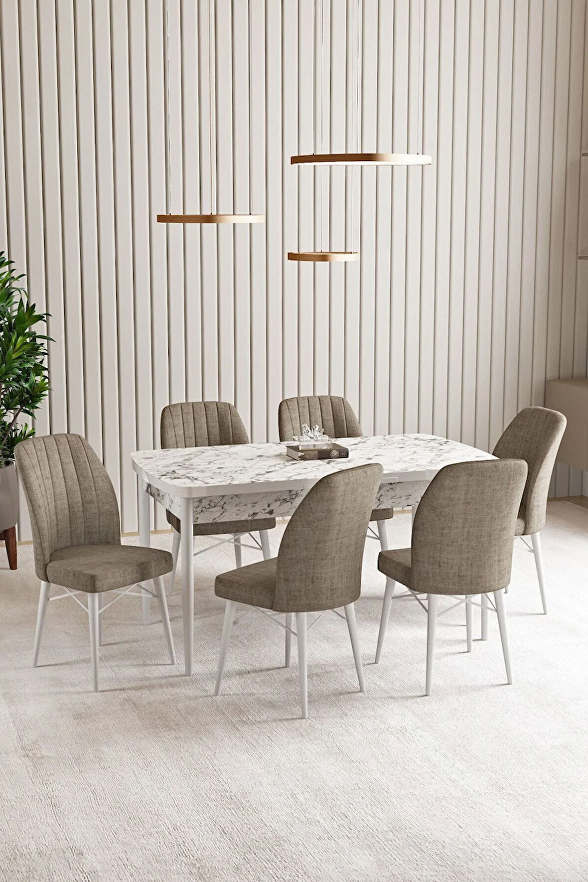 Daisy Meşe Desen 80x132 Açılabilir MDF Mutfak Masa Takımı 4 Sandalye