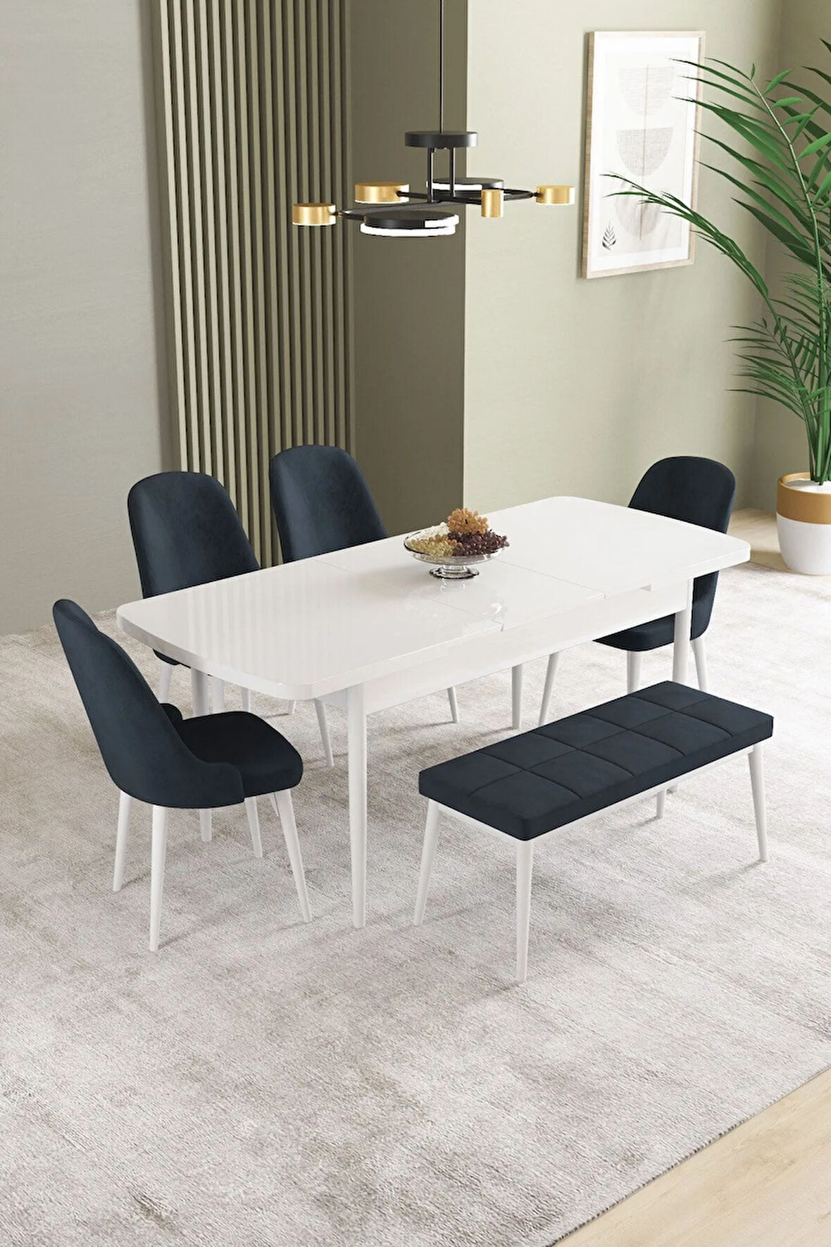 Ikon Meşe Desen 80x132 MDF Açılabilir Mutfak Masası Takımı 4  Sandalye