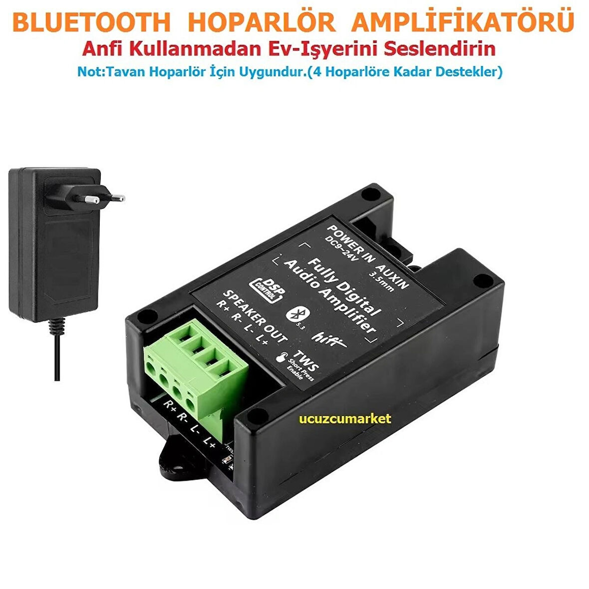 Bluetooth Hoparlör amplifikatörü (Tavan hoparlör için Uygundur- 4 Hoparlöre Kadar Destekler)