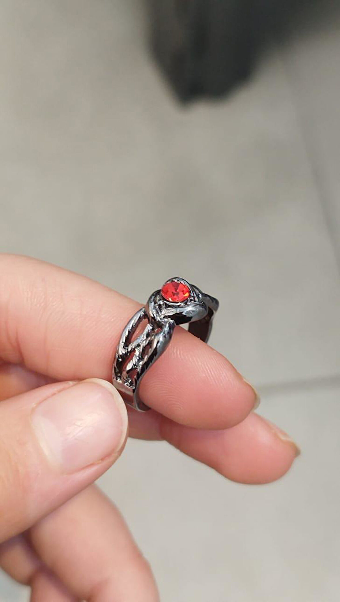 Kalp Şeklinde Vintage Siyah Renk Retro Ayarlanabilir Gotik Yüzük 