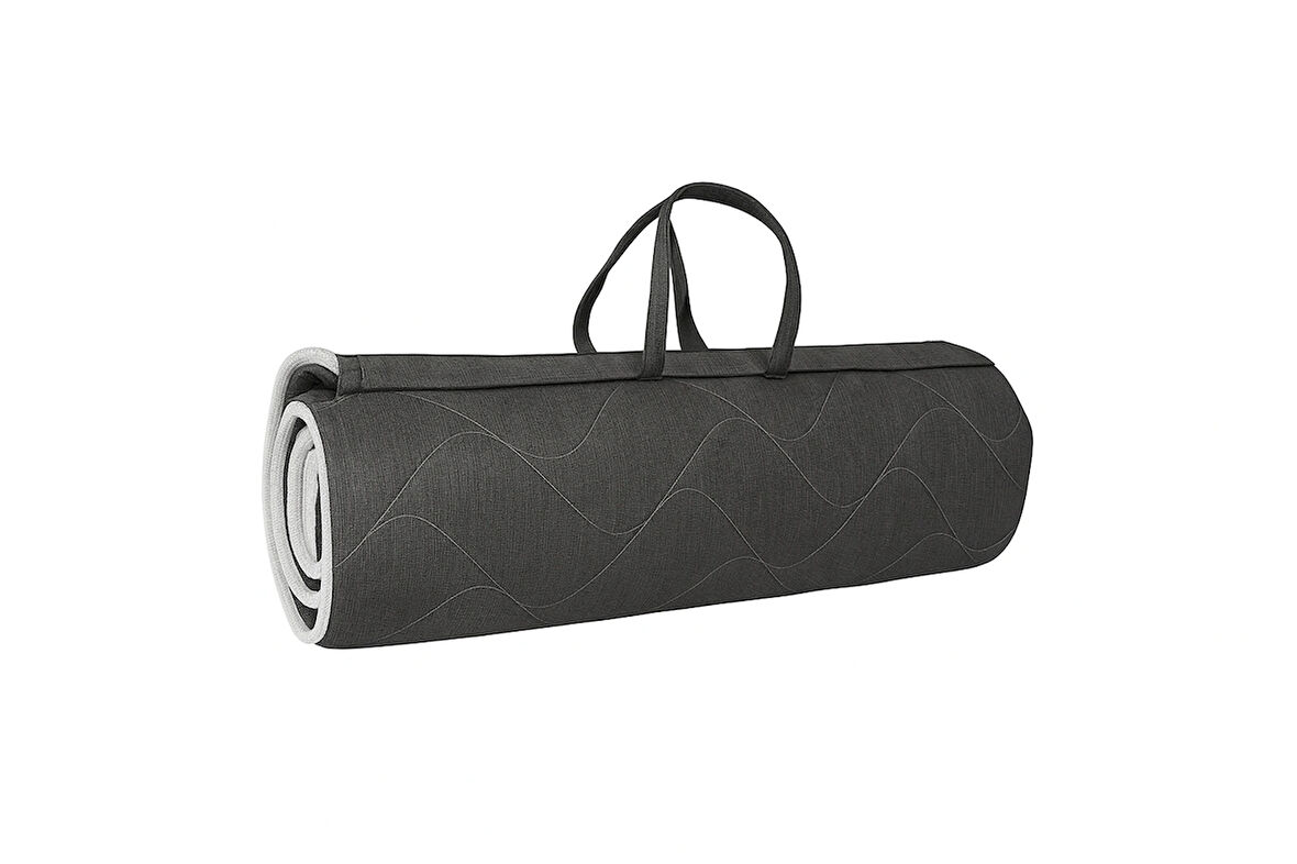 Koyu Antrasit Gri Taşınabilir Katlanır Yatak Karavan Kamp Yatağı Otel Misafir Anne Yanı Yer Yatağı