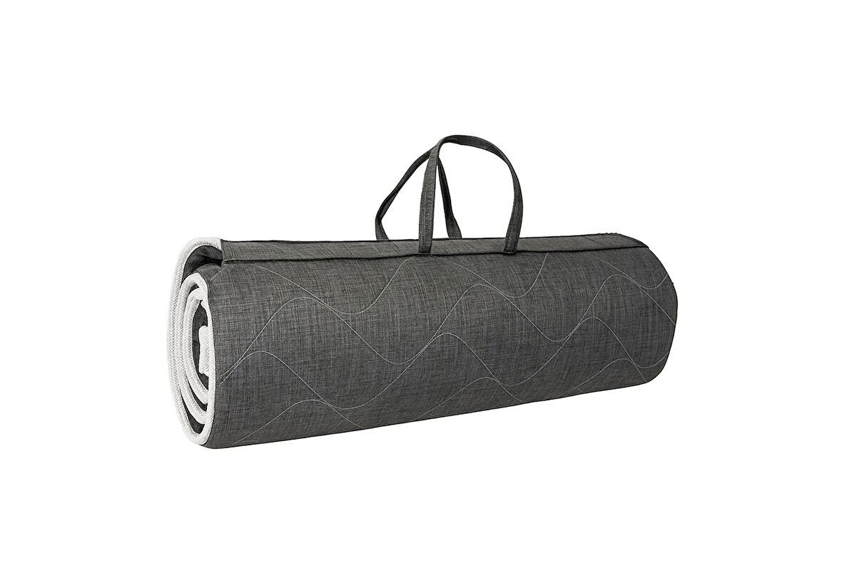 Gri Taşınabilir Katlanır Yatak Karavan Kamp Yatağı Otel Misafir Anne Yanı Yer Yatağı