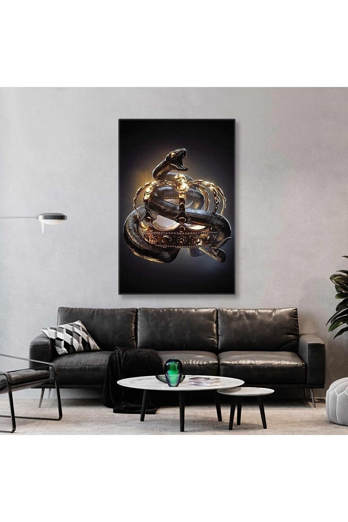 Gold Kral Tacına Dolanan Altın Dişli Yılan Kanvas Tablo T1013384