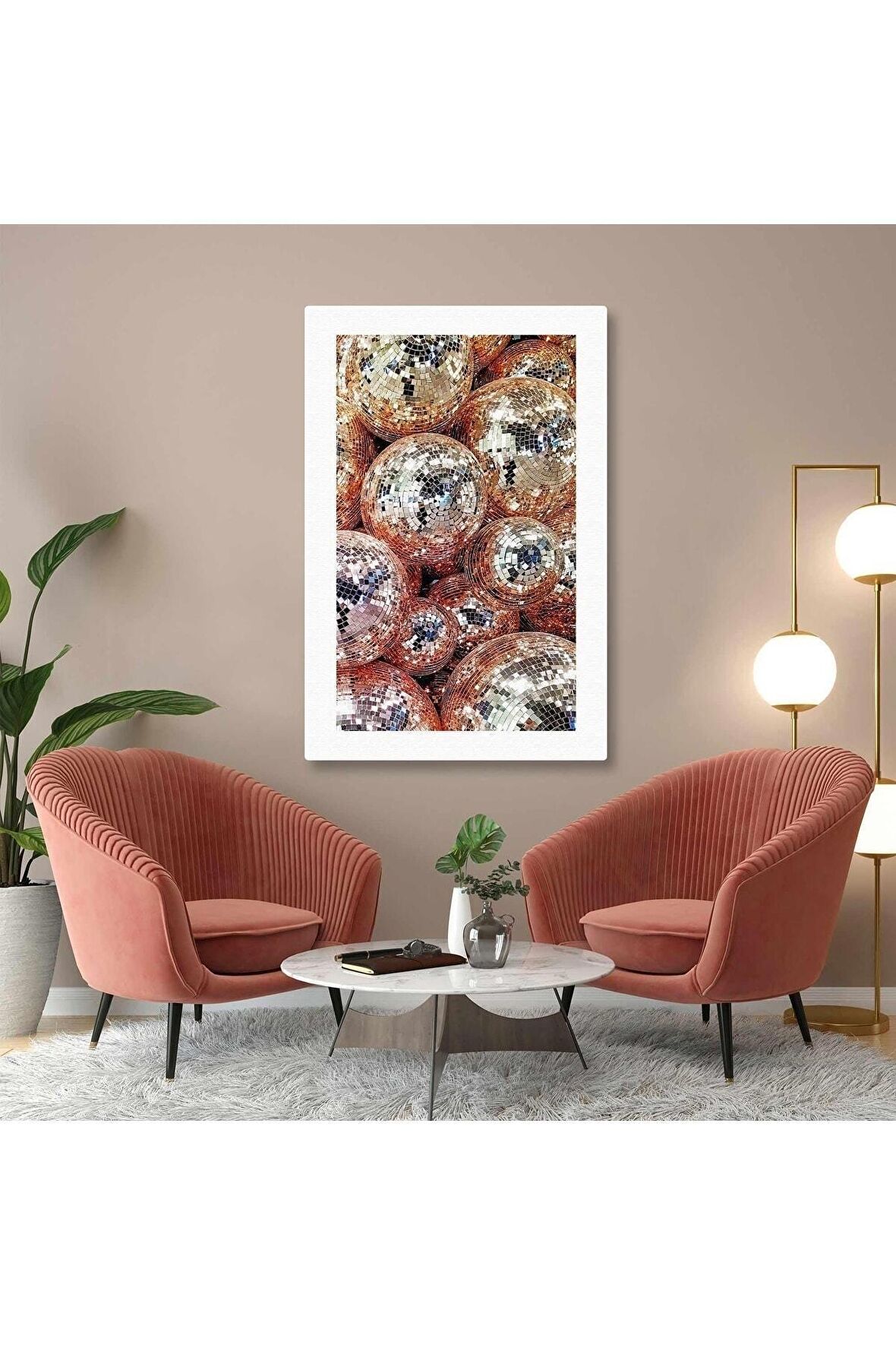 Parlak Disko Topları Glitter Altın Sarısı Kanvas Tablo T1011702