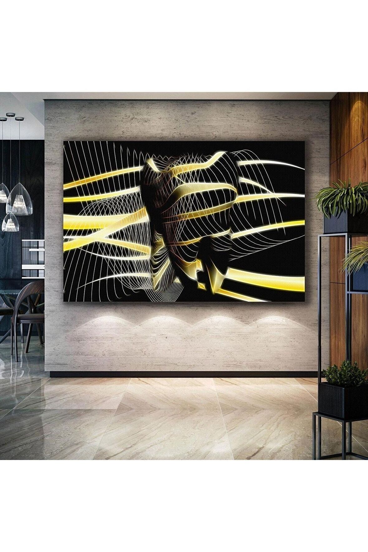 Diş Polikiliniği Dekor Ağız Sağlığı Dental Gold Siyah Kanvas Tablo T2020811