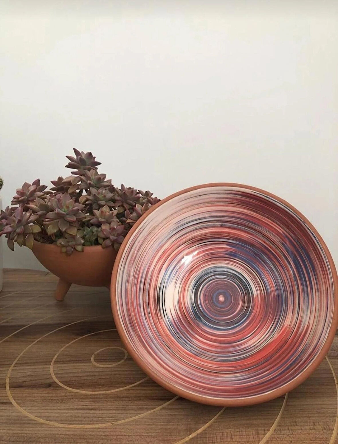 AthStore Ayaklı Sunum Kasesi, Meyve, Sebze, Çips, Şekerlik Kasesi Mozaik Kazıma 20 cm Bordo