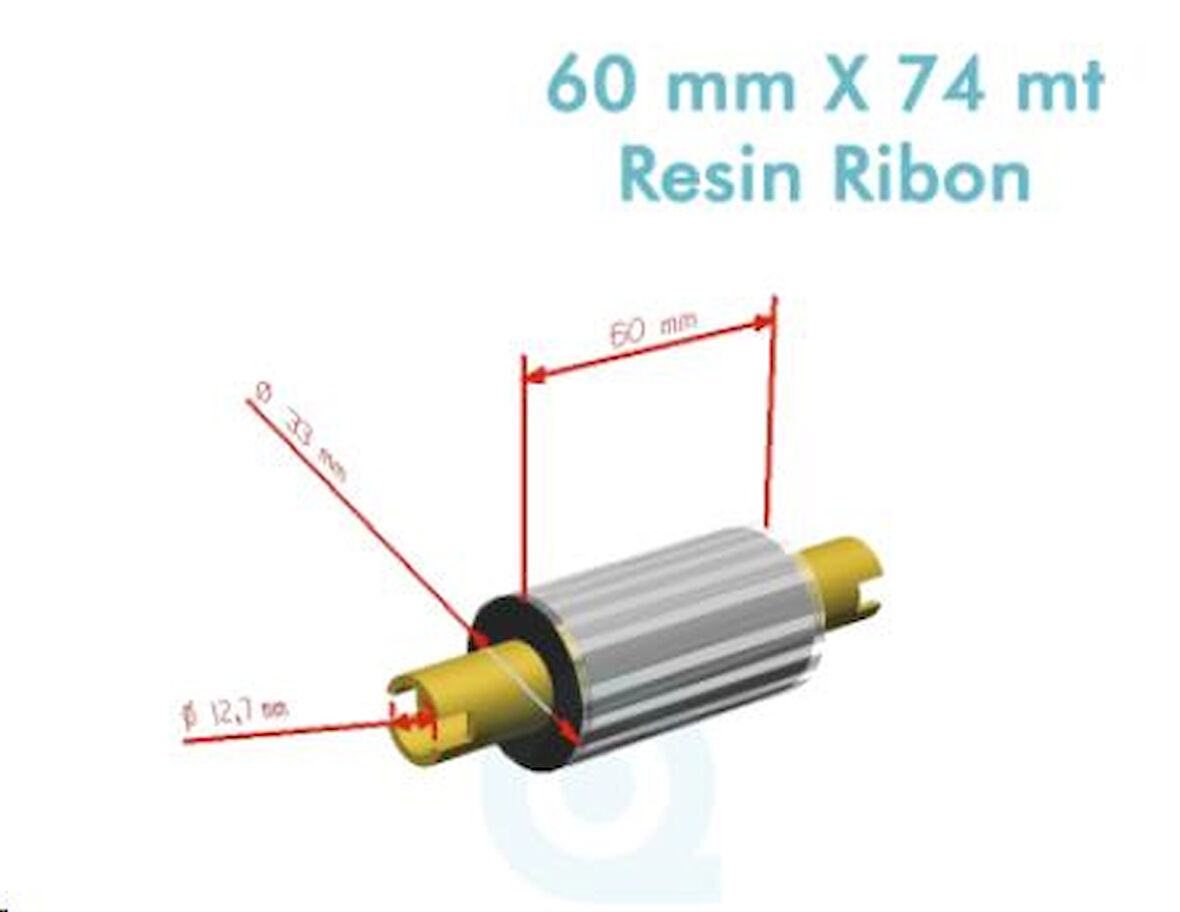 'Ribbon'' WX10FBK (Standart Wax) **60mm x 74m** 1/2 inç Outside Orta Sarım