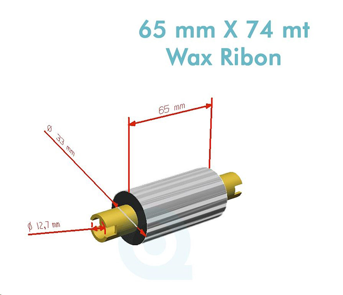 'Ribbon'' WX10FBK (Standart Wax) **65mm x 74m** 1/2 inç Orta Sarım