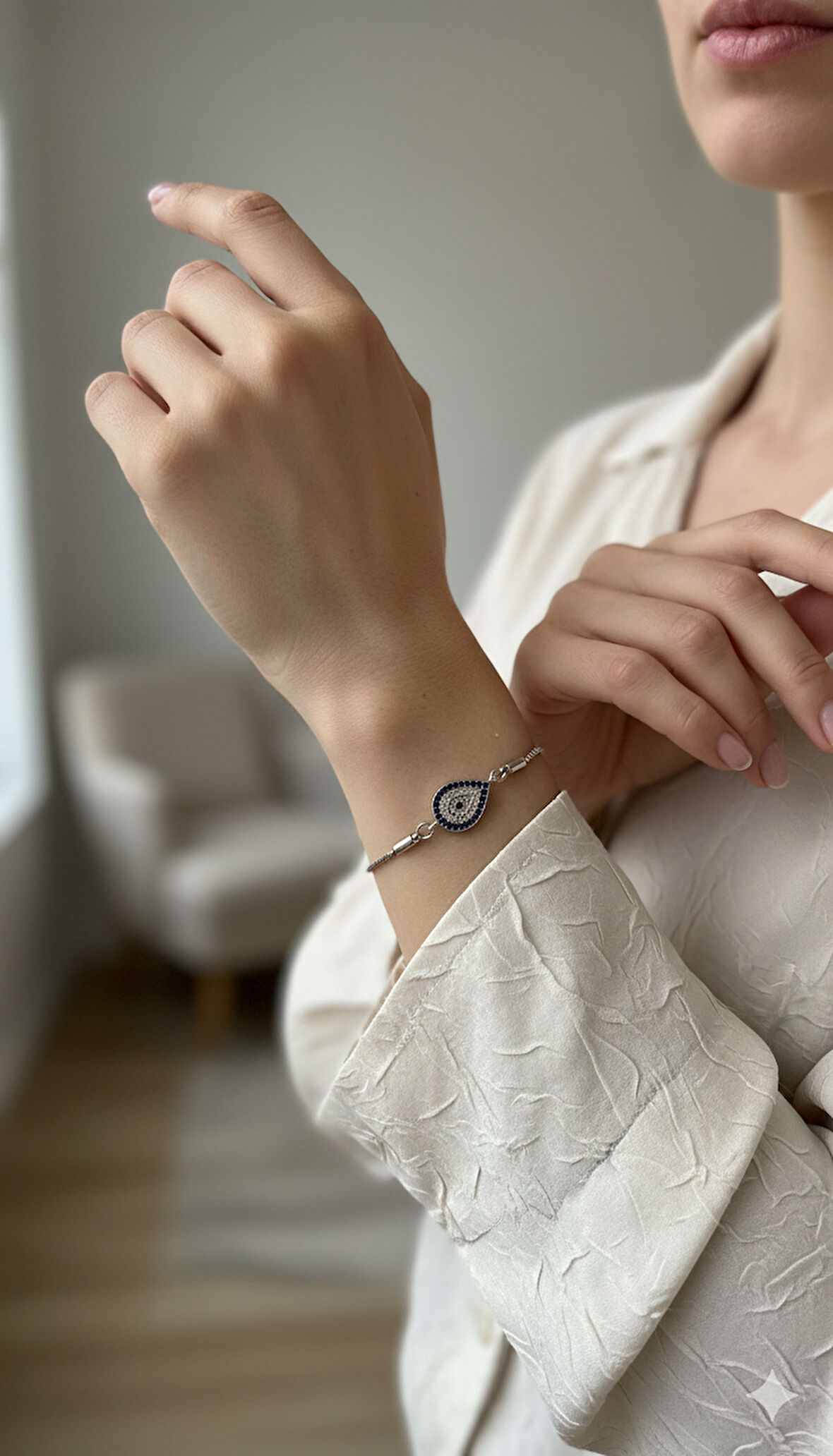 Zirkon Taşlı Koruma Bilekliği - Ayarlanabilir Kadın Bileklik