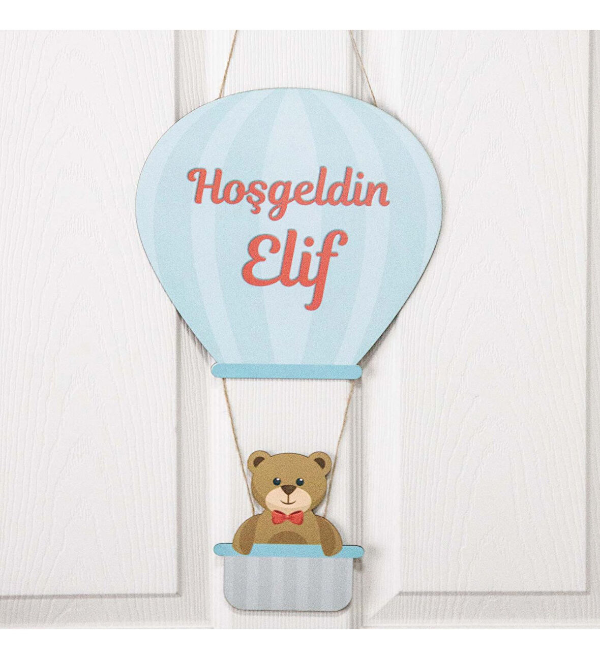 Meşgalem Ayıcıklı Uçan Balon Temalı Kişiye Özel Kapı Süsü