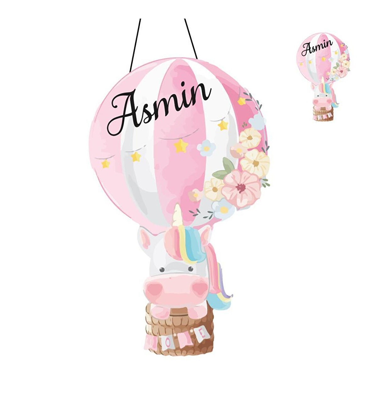 Kişiye Özel Bebek Kapı Süsü Ve 50 Adet Magnet Seti Ünicorn Balon
