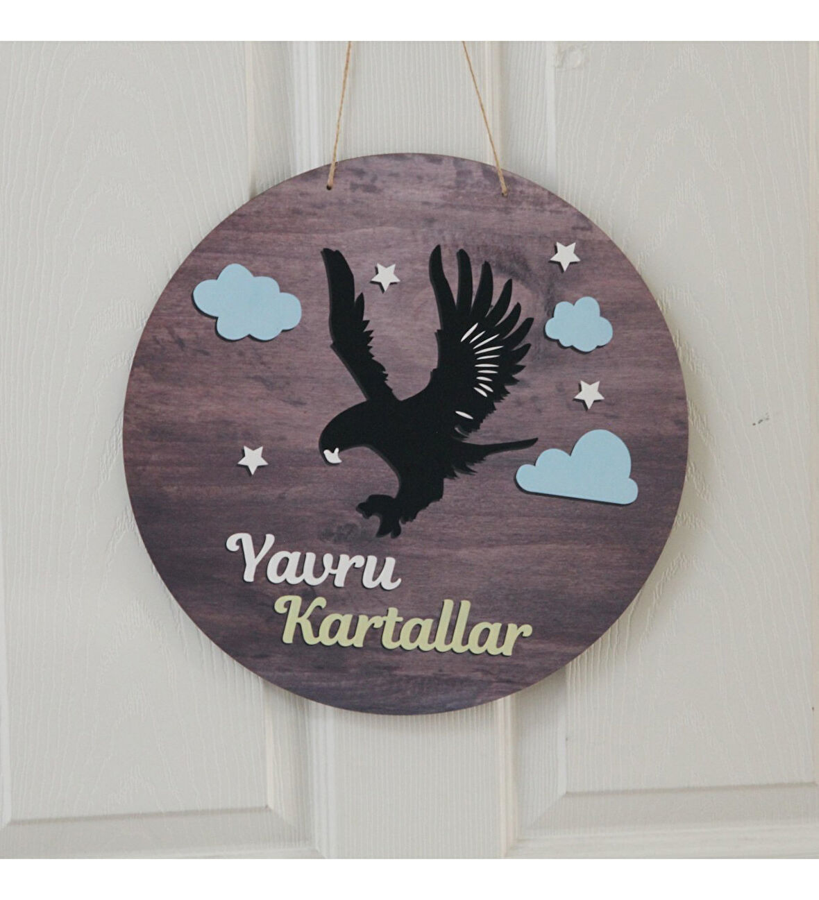 Kartal Figürlü Bebek Ahşap Kapı Süsü
