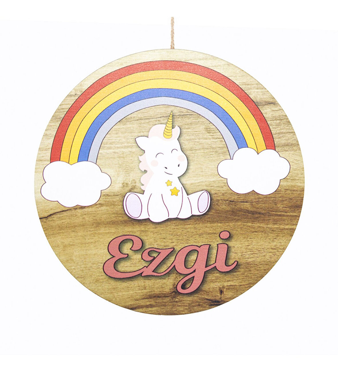 Meşgalem Gökkuşağı ve Unicorn Temalı Kişiye Özel Kapı Süsü