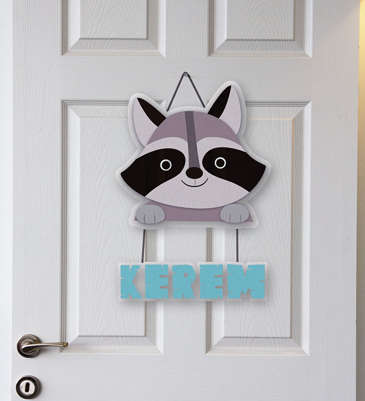 Meşgalem Yavru Rakun Temalı Kişiye Özel Kapı Süsü