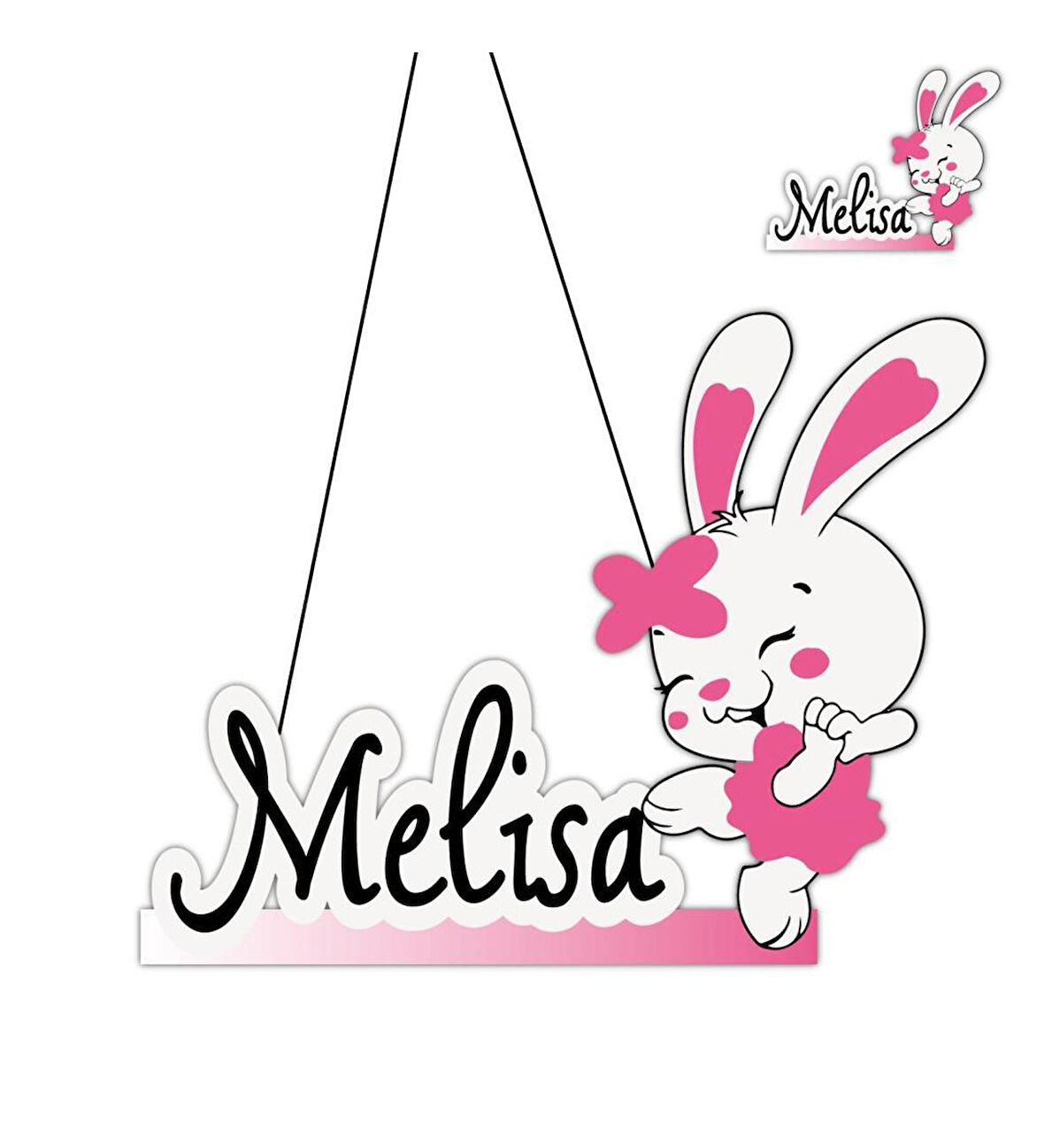 Kişiye Özel Bebek Kapı Süsü Ve 50 Adet Magnet Seti Tavşan Bebek