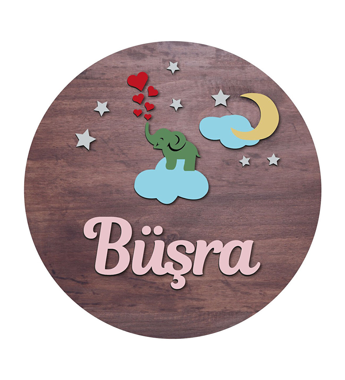 Meşgalem Fil ve Bulut Temalı Kişiye Özel Kapı Süsü